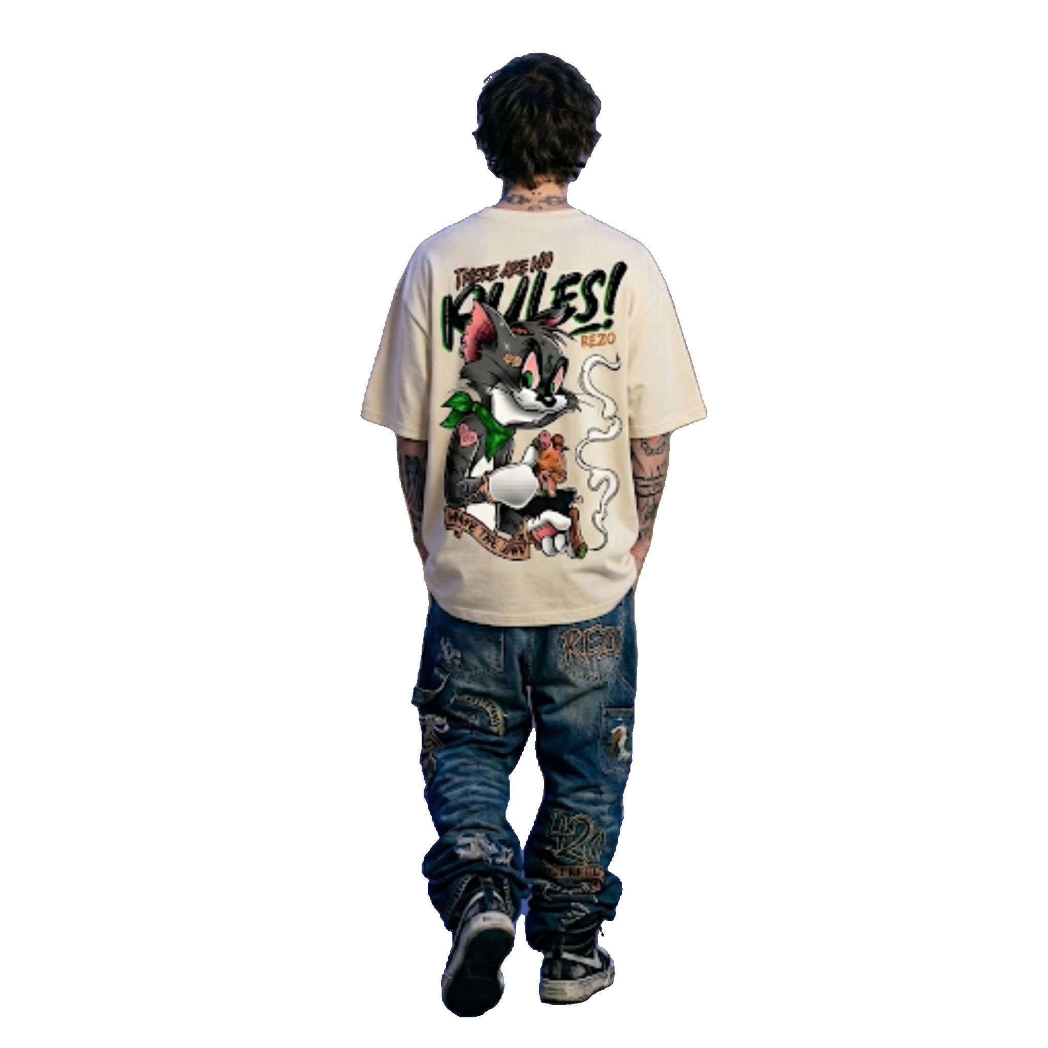 “No Rules” Street Cat Graphic T-Shirt |